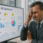 Frustrated executive reviewing Power BI dashboard mistakes